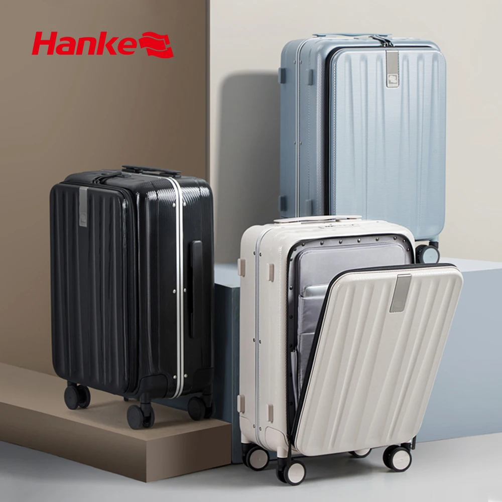 Hanke Carry On Suitcase Aesthetic Design 7mm Aluminum Frame Rolling Luggage Boarding Cabin PC Spinner Wheel TSA Lock 18