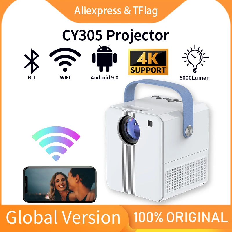

Global Tflag Portable Mini Projector CY305 3500 Lumens Support 4K Wifi BT Video Beamer Full HD LED Smart Home Theater Projectors