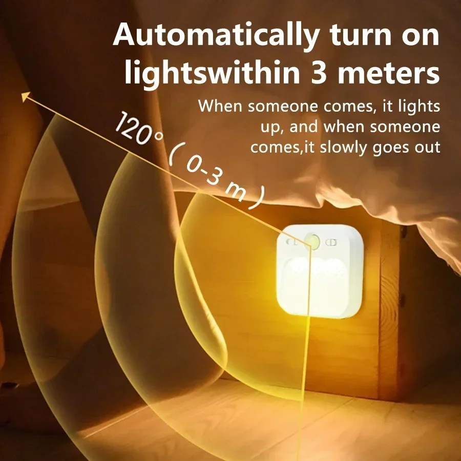 Датчик движения электронная лампа с квадратным основанием для спальни лестницы