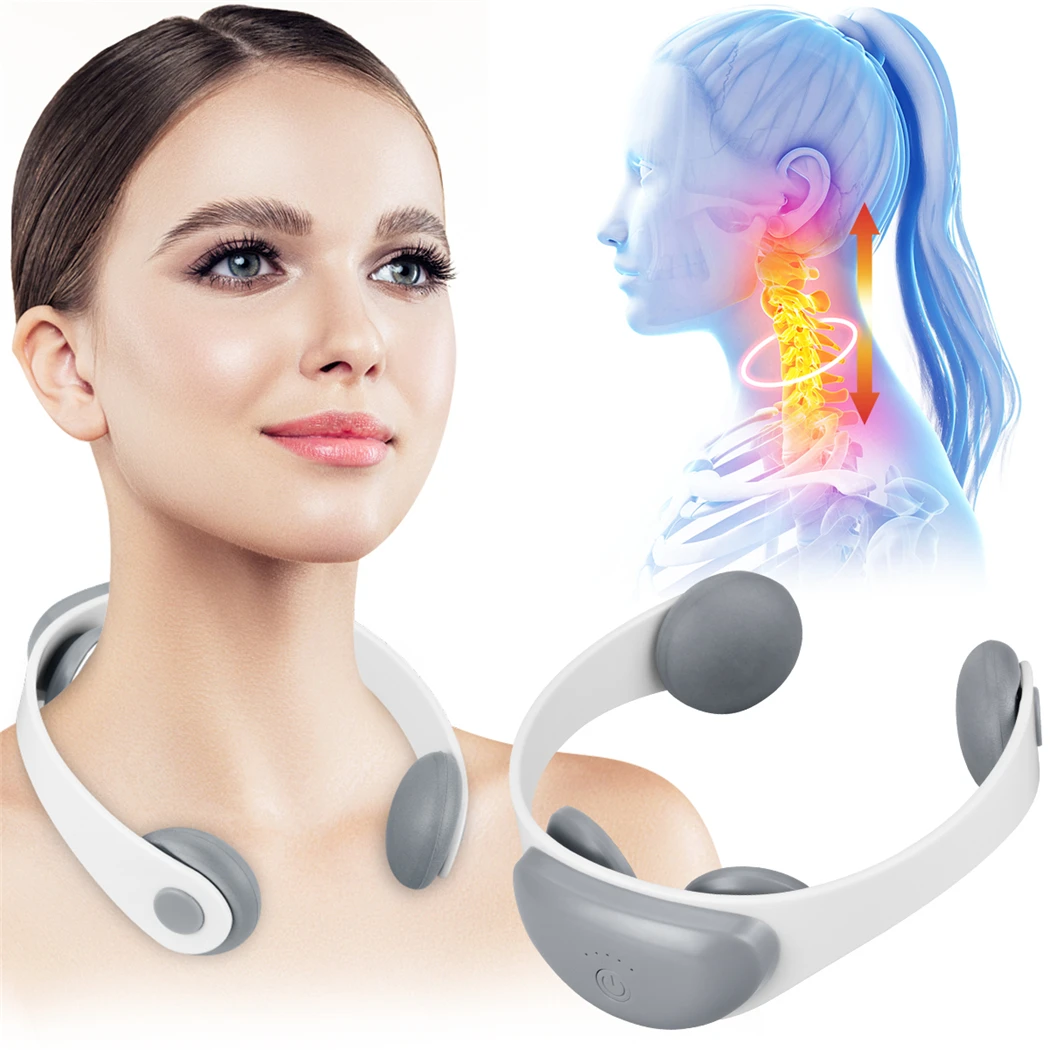 

CkeyiN EMS Neck Massager Cordless Electric Cervical Spine Massage Tool TENS Pulse Shoulder Soreness Pain Relief Neck Relaxation