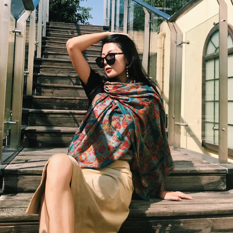 

100%cashmere scarf custom new cashmere oversized ring velvet thin wild travel camping air-conditioned room soft shawl warm scarf