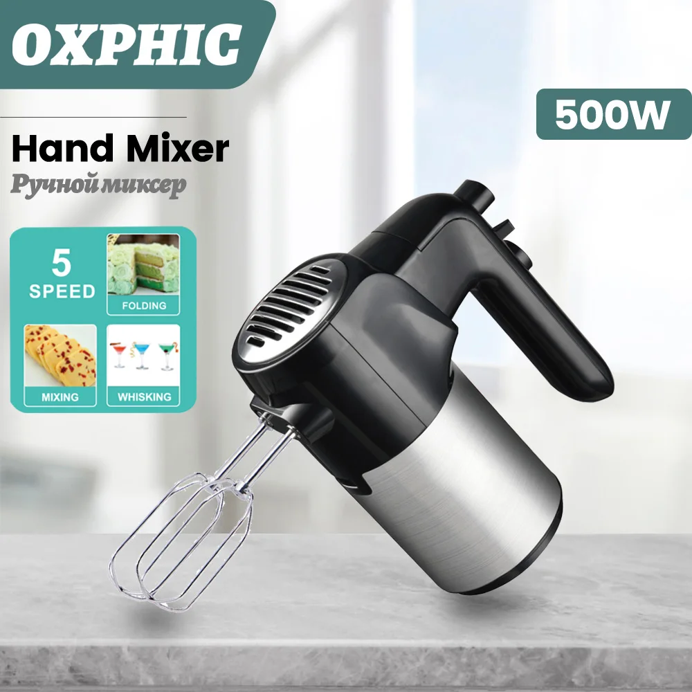 

OXPHIC 500W Hand Mixer Electric Handhold Blender for Food Whisk Beater Hooks Dough Egg Beater Portable Blender Food Processor