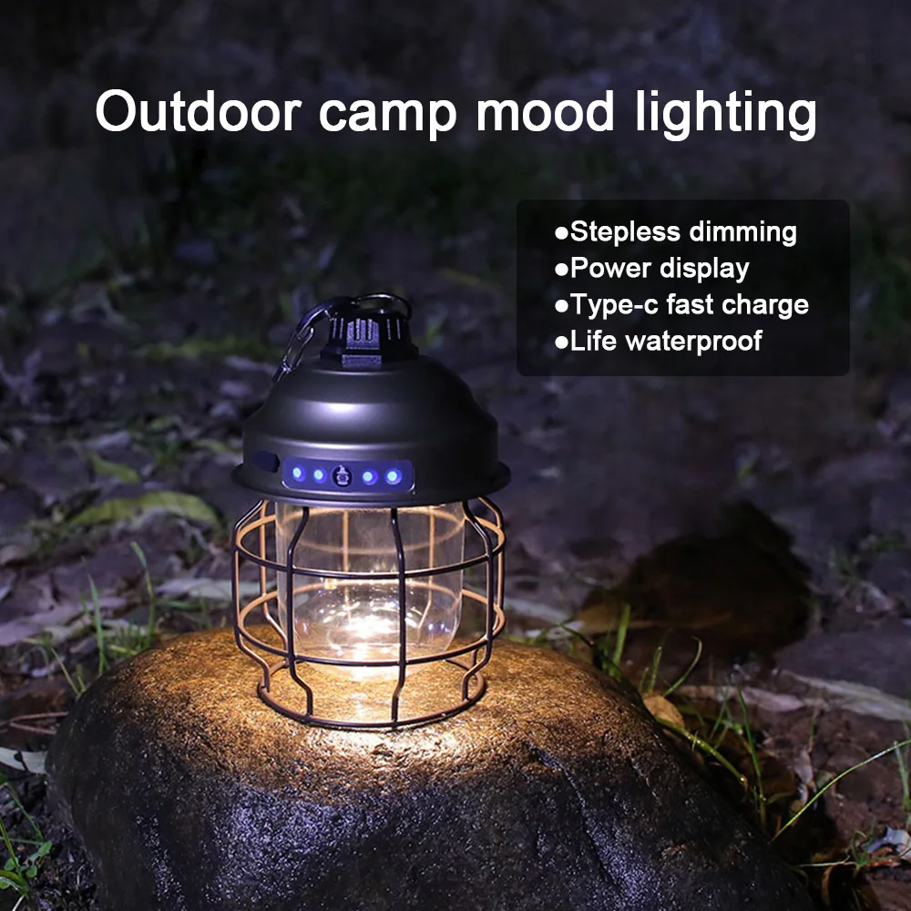 

Vintage Portable Hanging Lanterns 3600mAh Battery Warm Light Outdoor Lamp 3 Lighting Modes USB Rechargeable Tent Light
