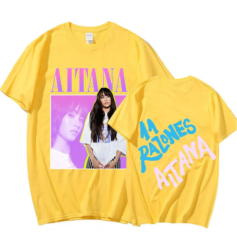 Spain Singer Aitana Ocana T Shirt Fashion Hip Hop Music Album 11 Razones Print Short Sleeve Oversized T-shirts Streetwear Unisex images - 6