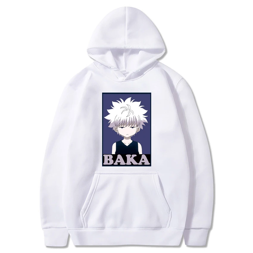 Худи в японском стиле аниме Hunter X Killua Baka модные мужские флисовые свитшоты