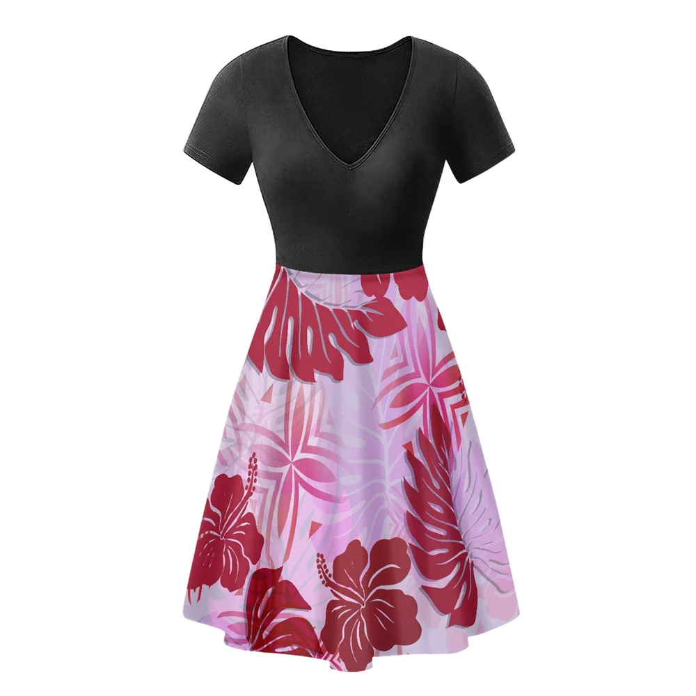 

Женское платье с V-образным вырезом House of Sunny, летнее розовое модное платье с принтом Фиджи из полинезийского племенного Самоа, Элегантный пр...