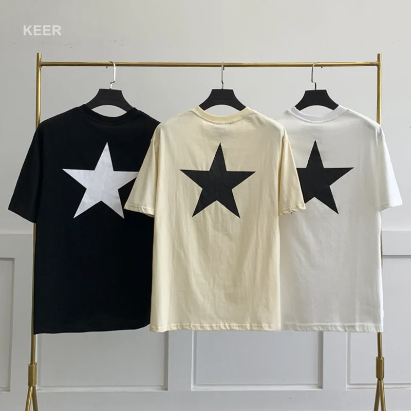 

Футболка мужская оверсайз из натурального хлопка, с принтом пятиконечной звезды