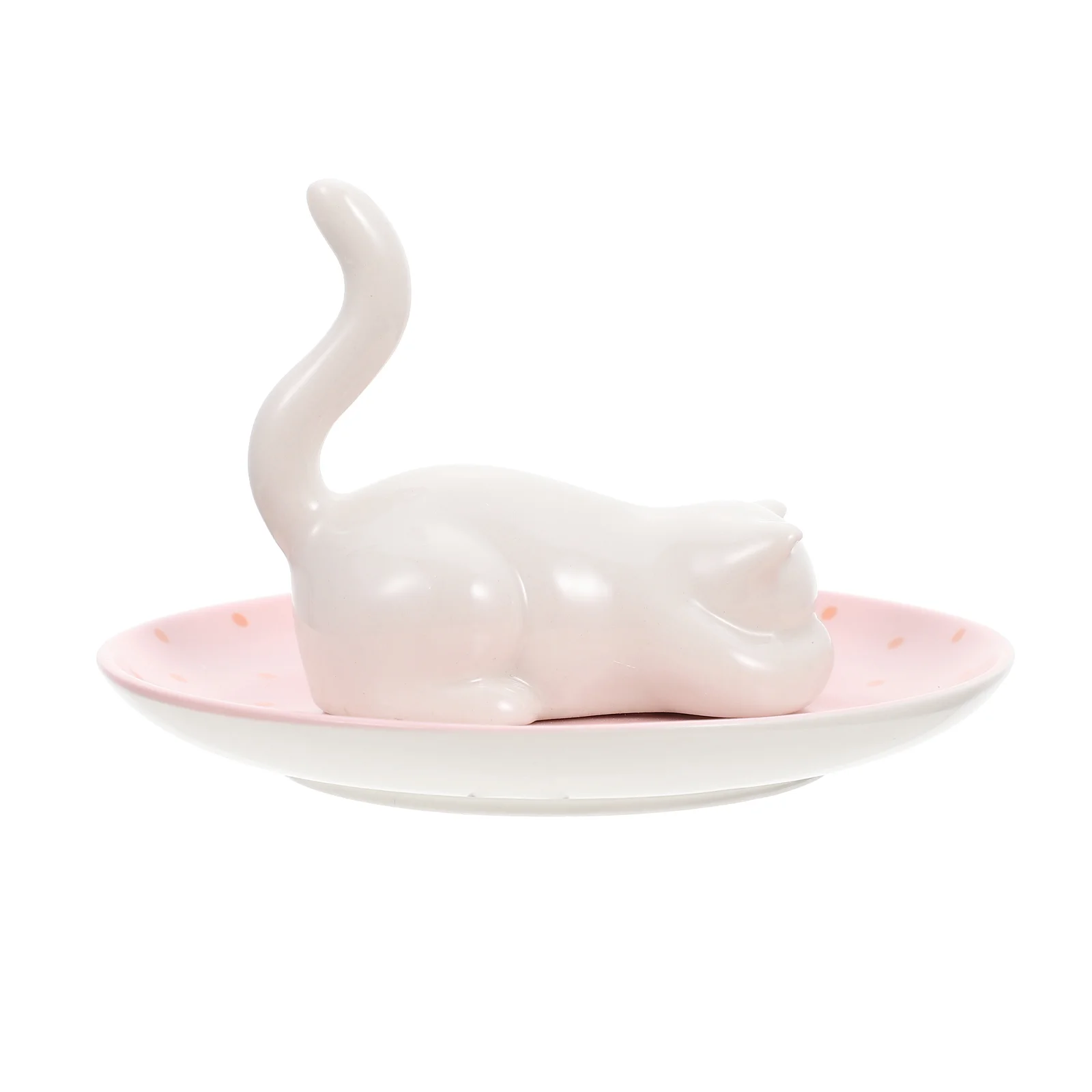 

Tray Jewelry Ceramic Dish Ring Holder Storage Trinket Displayplate Earrings Porcelain Cat Organizer Decorative Small Necklace