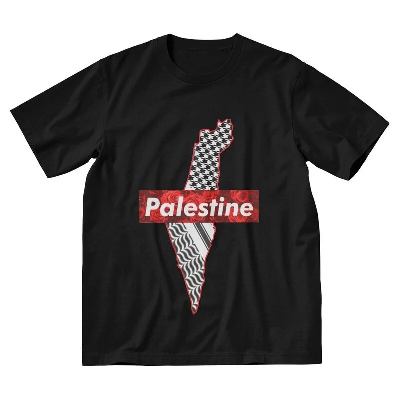 

T-shirt manches courtes pour hommes, en coton, avec drapeau, carte arabe