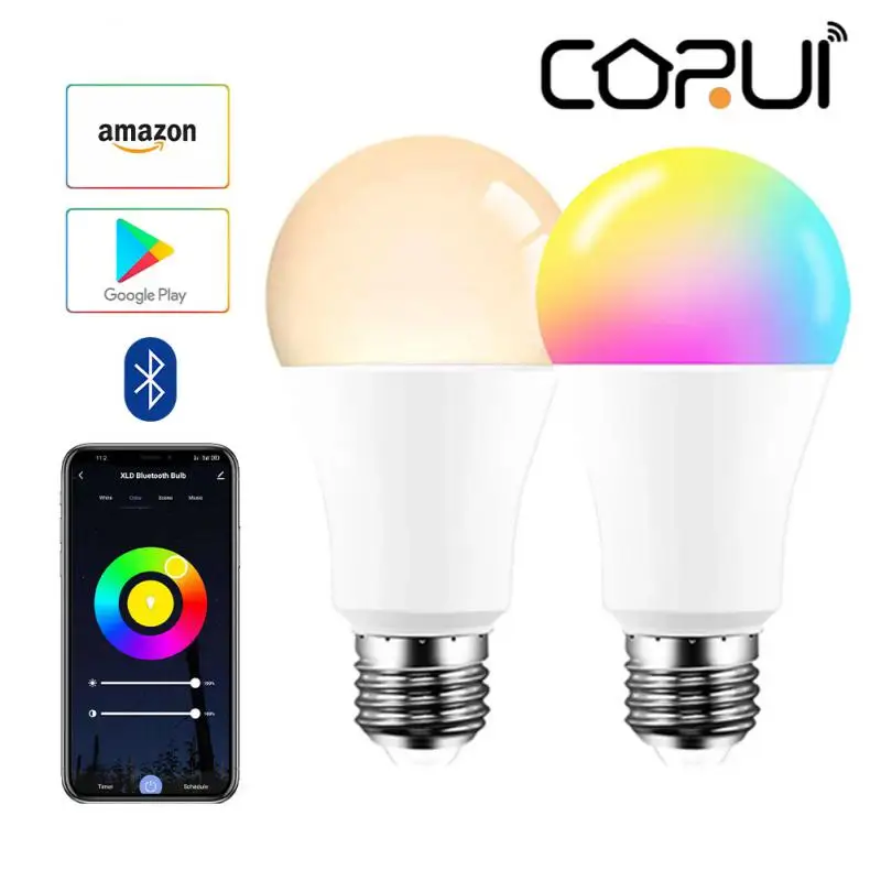 

CORUI Tuya Bluetooth-compatible Smart Led Bulb E27/B22 RGB Dimmable Smart Life APP Control 10W 1000LM Led Light Bulbs