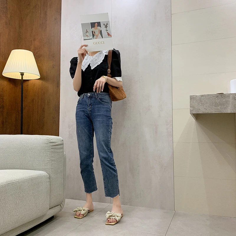 

summer new style popular square toe all-match bow ladies casual slippers 454