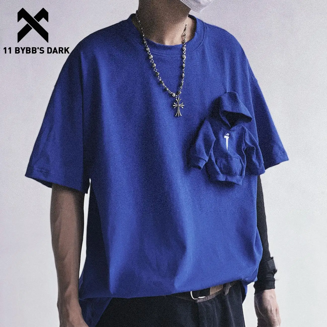 

11 BYBB'S DARK 2022 Hot Selling Small Hoodie Patchwork Tee Streetwear Harajuku Cotton T Shirts Casual Men Women New Short Sleeve