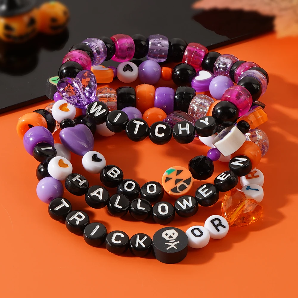 Браслет из мягкой глины с бусинами в виде призрака и тыквы 1 шт./4 шт.