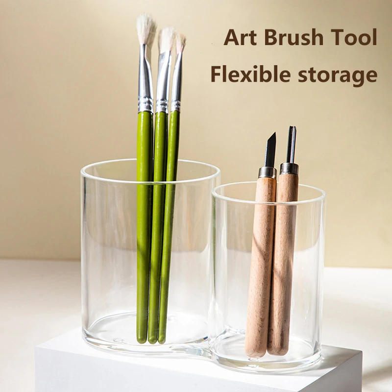 Прозрачная чашка с двойным отверстием ручка для ногтей кисточка макияжа