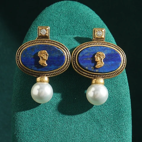 LOVE GREEN LIVE GREEN Серьги-гвоздики с лазуритом