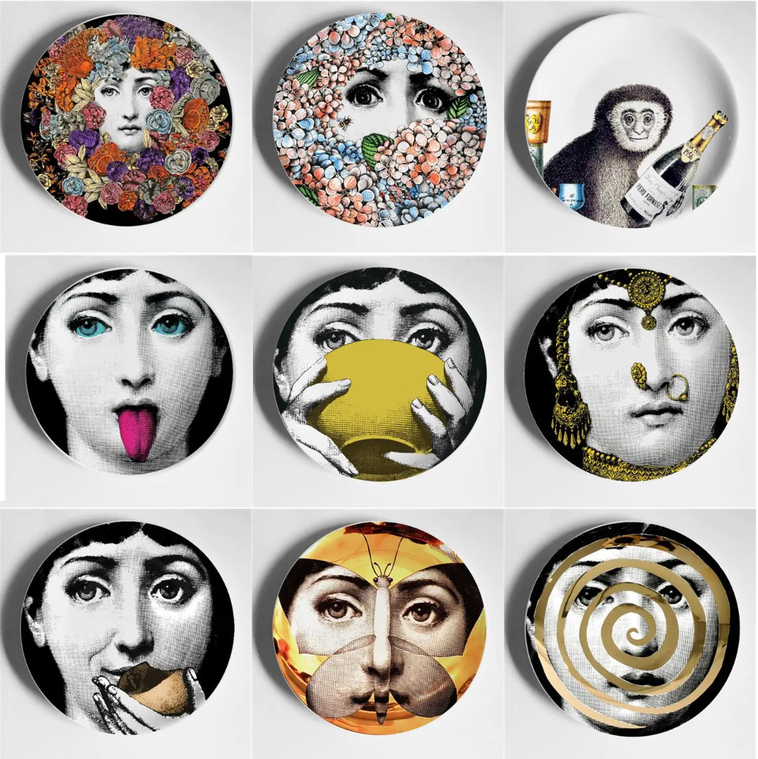 

6" 7 "8" Italy Decorative Wall Hanging Plate Art Decoration Plates Room/home/hotel Decor Lady Face Ceramic Crafts