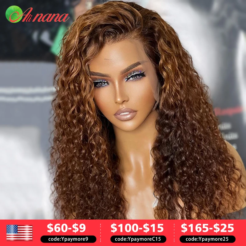 Ombre Brown 5x5 Lace Closure Wigs Kinky Curly Human Hair Wigs Highlight Brown Brazilian Transparent Lace Frontal Wigs For Women