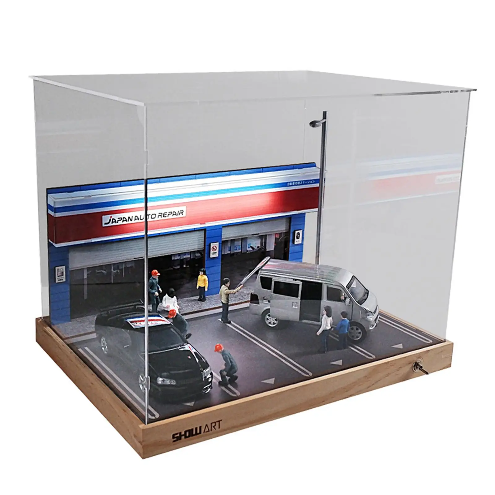 

Simulation 1/32 Car Repair Shop Diorama Parking Lot Model Building Kit Scenery Garage with Dust Box with Light