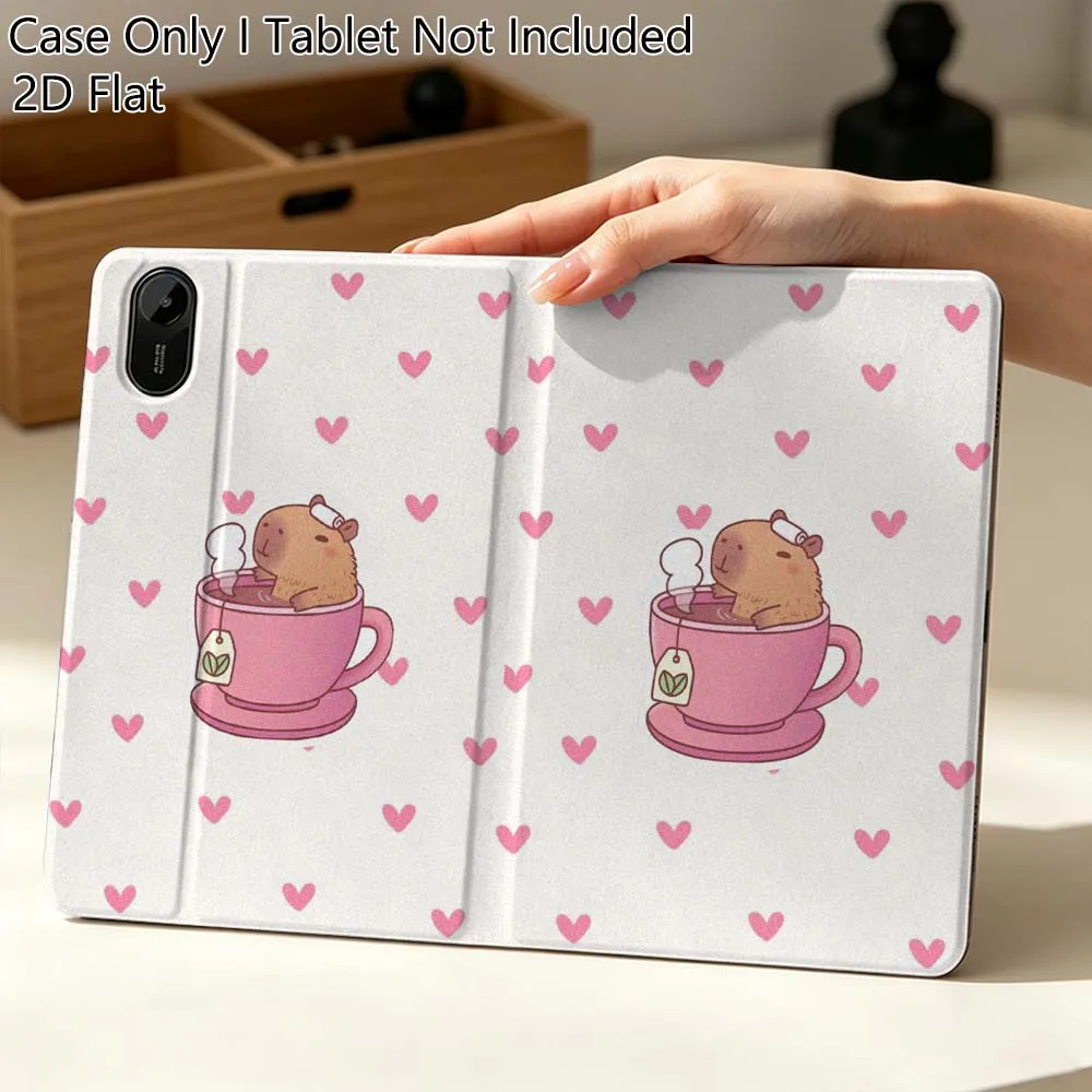 Фото Чехол для планшета с дизайном «Капибара с сердечками» для Xiaomi Mi Pad Mini 4 5 6 7 SE Pro Plus Redmi Pad 2 SE 2025 8.8 11, складной №1