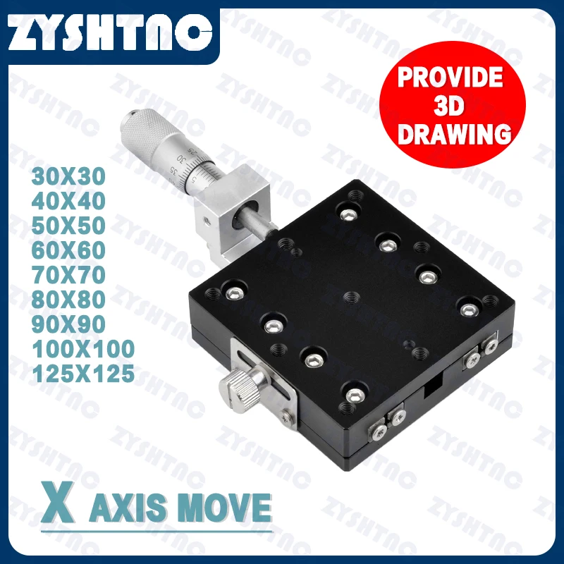 

Ось X LX40/30/50/60/80/90/100/125 Оптическая ручная обработка смещения с точной регулировкой стол Поперечная направляющая Высокоточная сцена 60*60