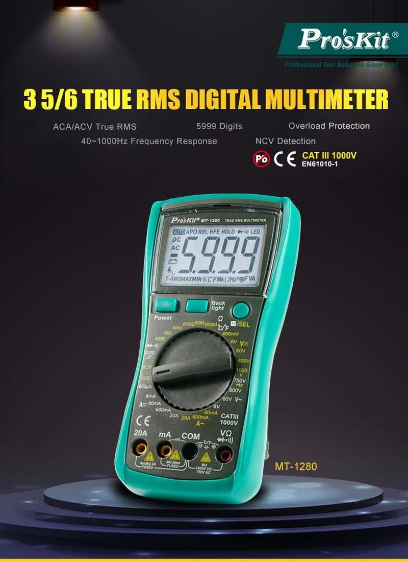 Pro'skit MT-1280D 3 5/6 true RMS Цифровой дисплей с настоящей эффективной стоимостью