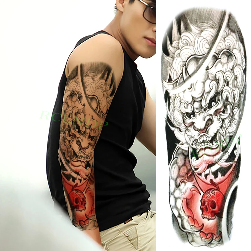 

Waterproof Temporary Tattoo Sticker Dragon Skull Full Arm Large Tatoo Fake Tatto Flash Tattoos for Men Women