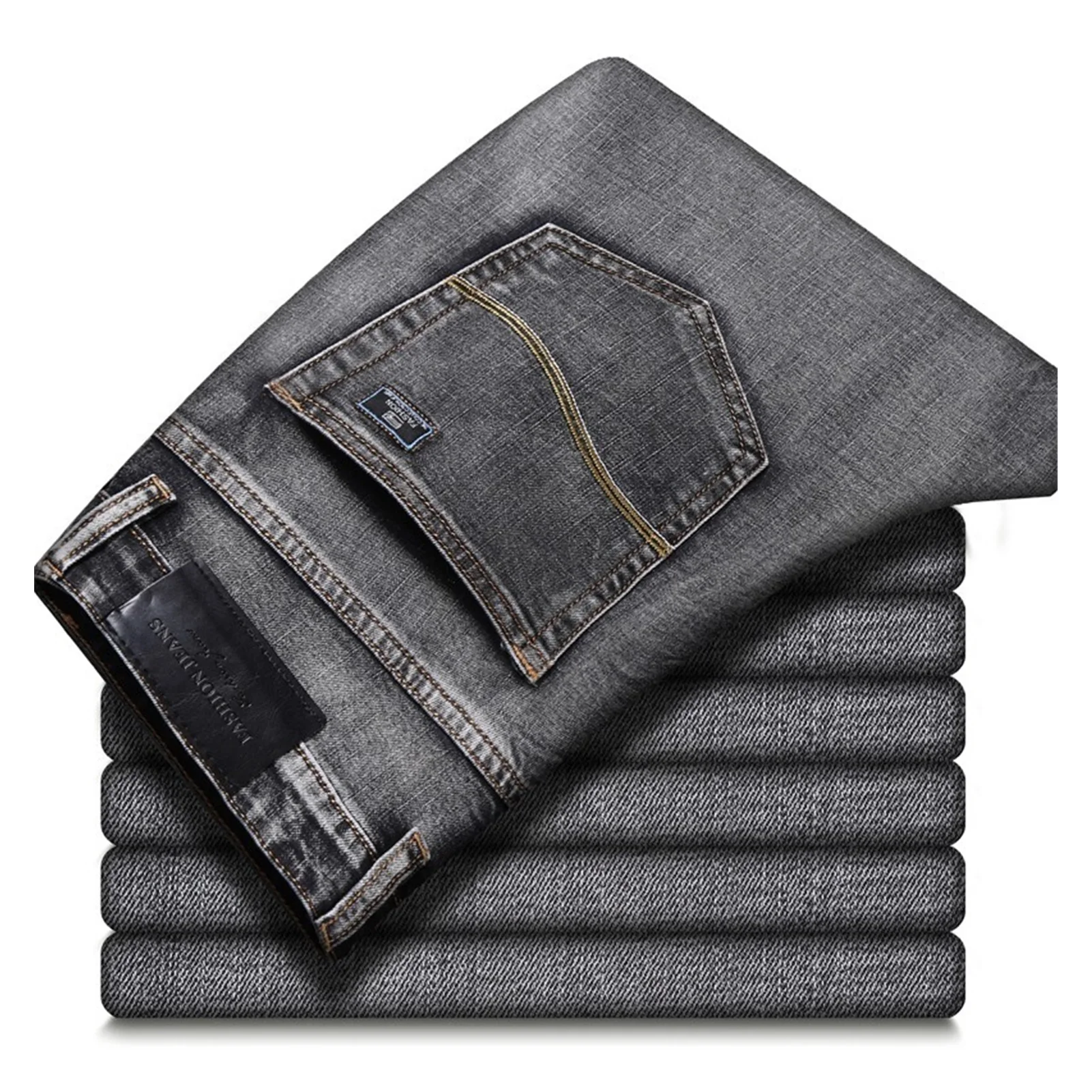 

Джинсы мужские классические, мягкие брюки из денима, штаны в байкерском стиле, цвет черный