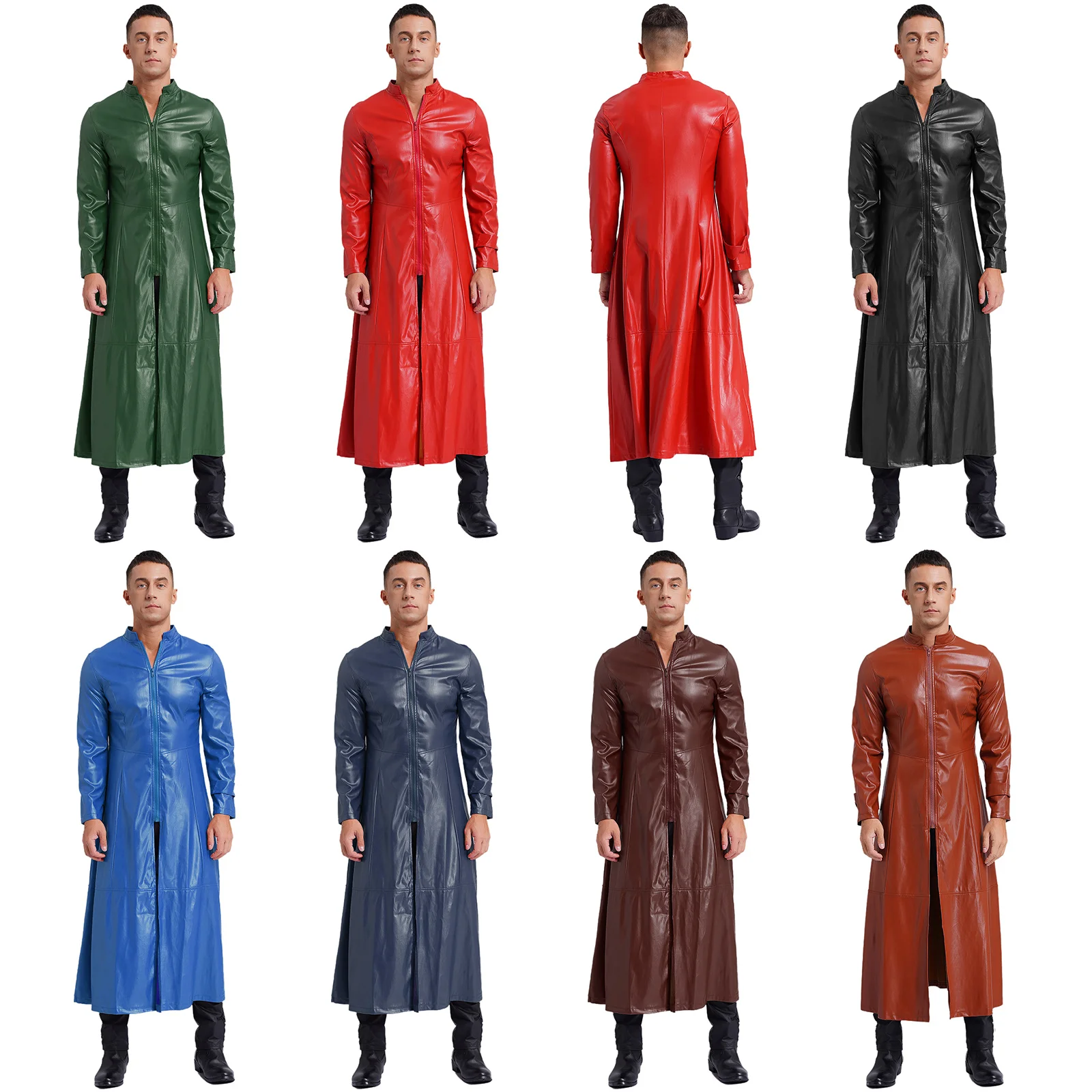 Мужской Тренч из искусственной кожи в стиле стимпанк длинное пальто с