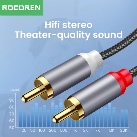 Аудиокабель Rocoren 3,5 мм на 2 RCA