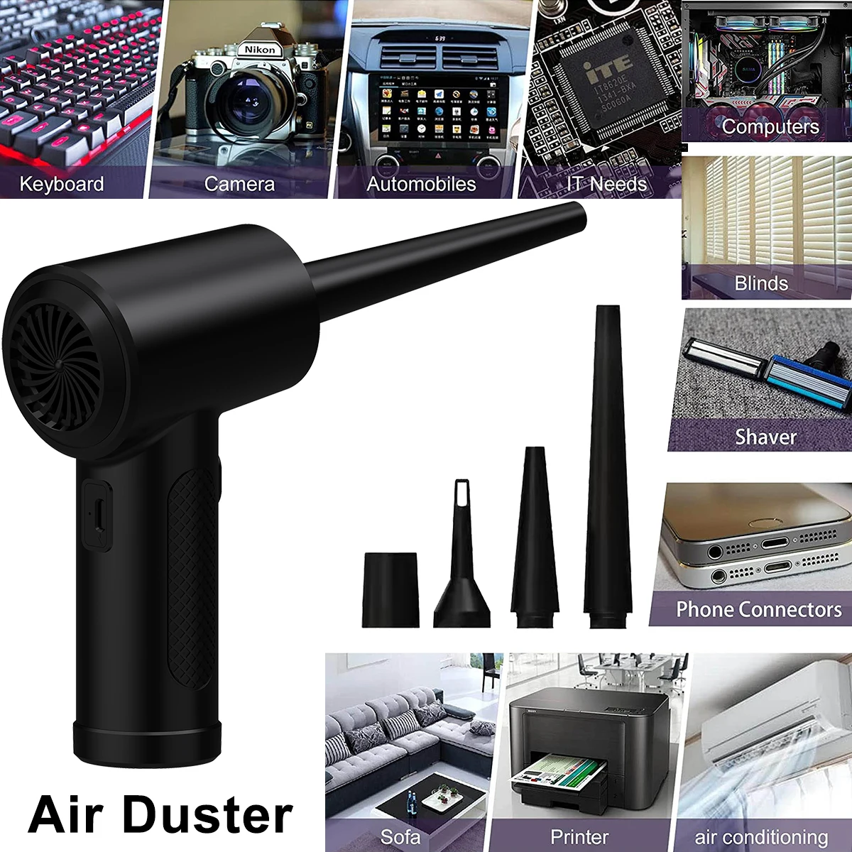 Air Duster 50000 RPM Dust Blowing Gun USB Cordless Compressed Air Blower For Cleaning Keyboard Computer Camera Dust images - 6