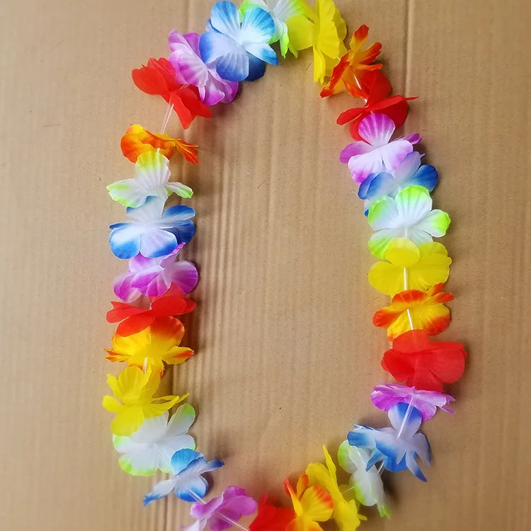 

50pcs Tropic Hawaiian Leis Garland Artificial Flower Necklace Birthday wedding Summer Party Hawaii Beach Decoration Supplies