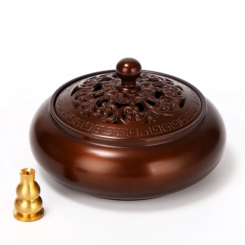 

Курильница из чистой меди для дома, ароматерапия из сандалового дерева с очисткой воздуха, горелка для Будды, творческий орнамент sx711s