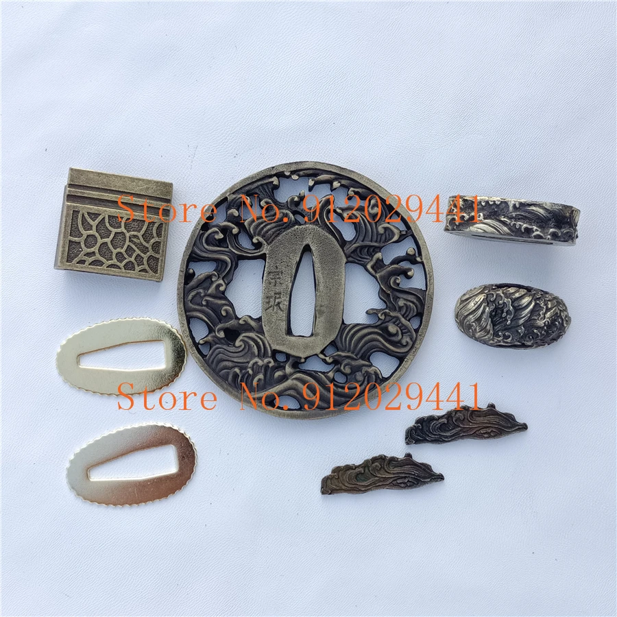 Высококачественная ручка в комплекте фитинги волны Tsuba Menuki Fuchi Кашира хабаки