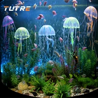 1pcs artificial jellyfish fish tank aquarium decoration mini submarine ornament luminous landscape fish tank accessories