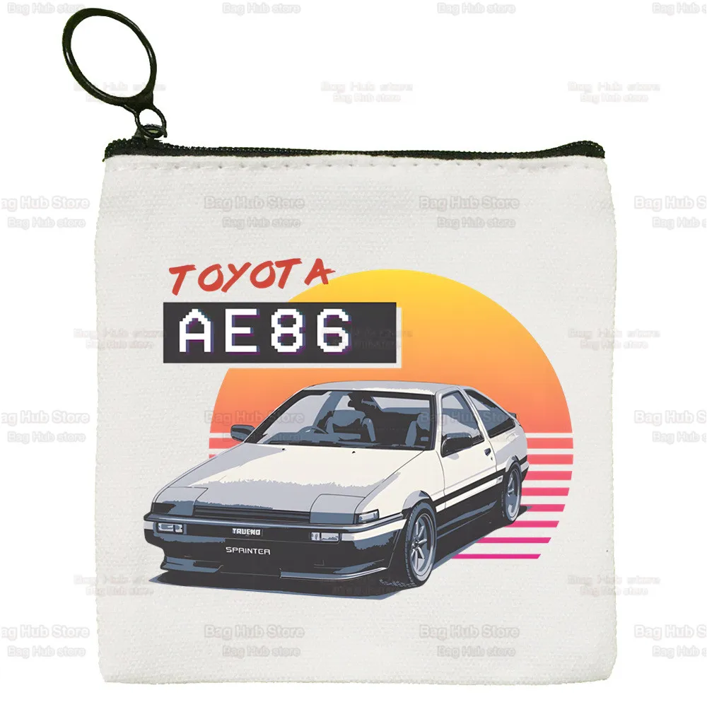 Initial D JDM Canvas Coin Purse Custom Storage Pouch Japanese AE86 Canvas Bag New Coin Bag Key Drift Fujiwara Tofu Coin Purse