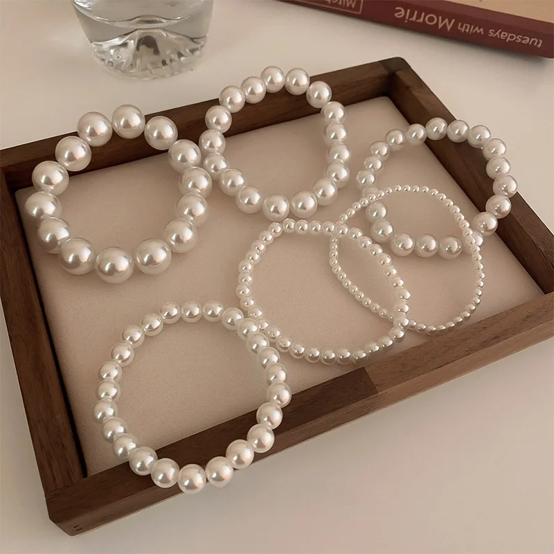 French sle Retro Simple Pearl Elastic Bracelet Light Luxury Fashion Net Red Sun Often Versatile Tempe... |