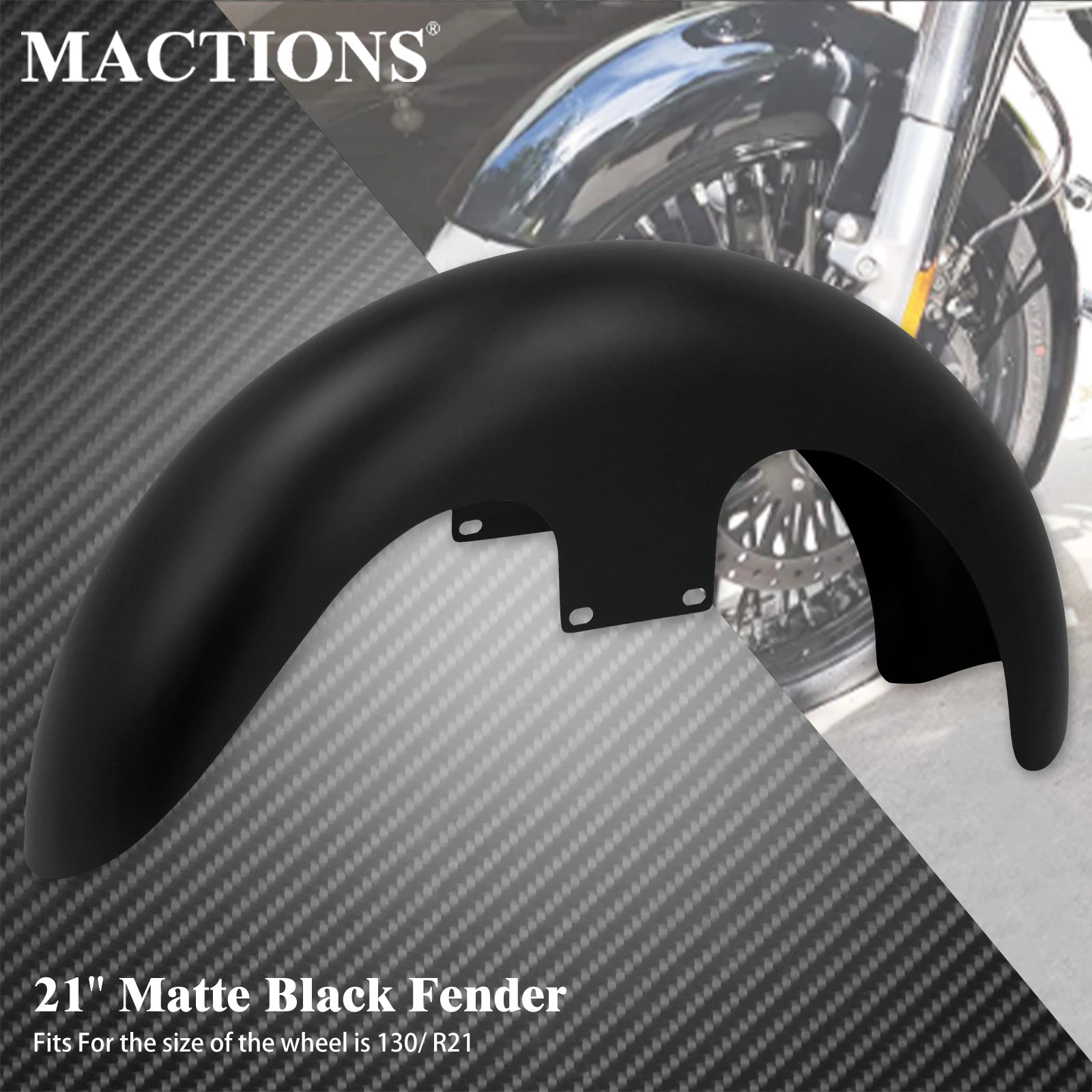 Motorcycle Matte Black 21'' Wrap Front Fender Steel For Harley Touring Street Glide Electra Glide Road King Custom Baggers 14-21