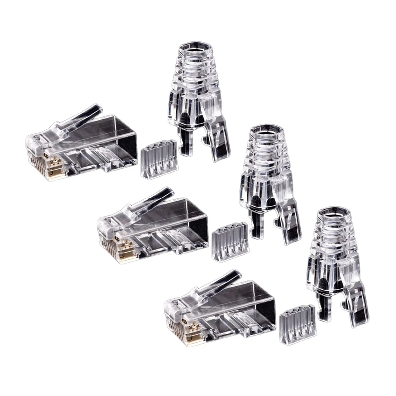 

150Pcs Cat6 RJ45 Connector UTP Cable Ethernet Jack 8P8C Network CAT 6 Modular Plugs With 6.5Mm RJ45 Caps
