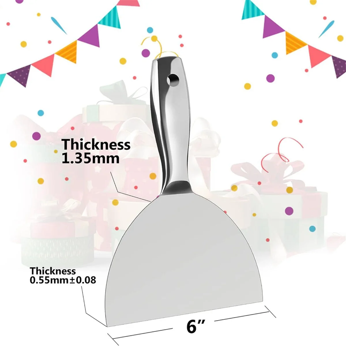 Нож для шпатлевки 6 дюймов слитный полированный скребок из нержавеющей стали