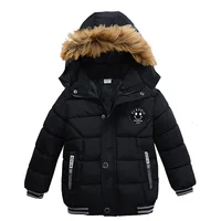 Plush Bomber Baby College Winter Black Jacket Boy Child Kids Winter Thick Coat With Hood Heavy Jackets Keep Warm Military Coat