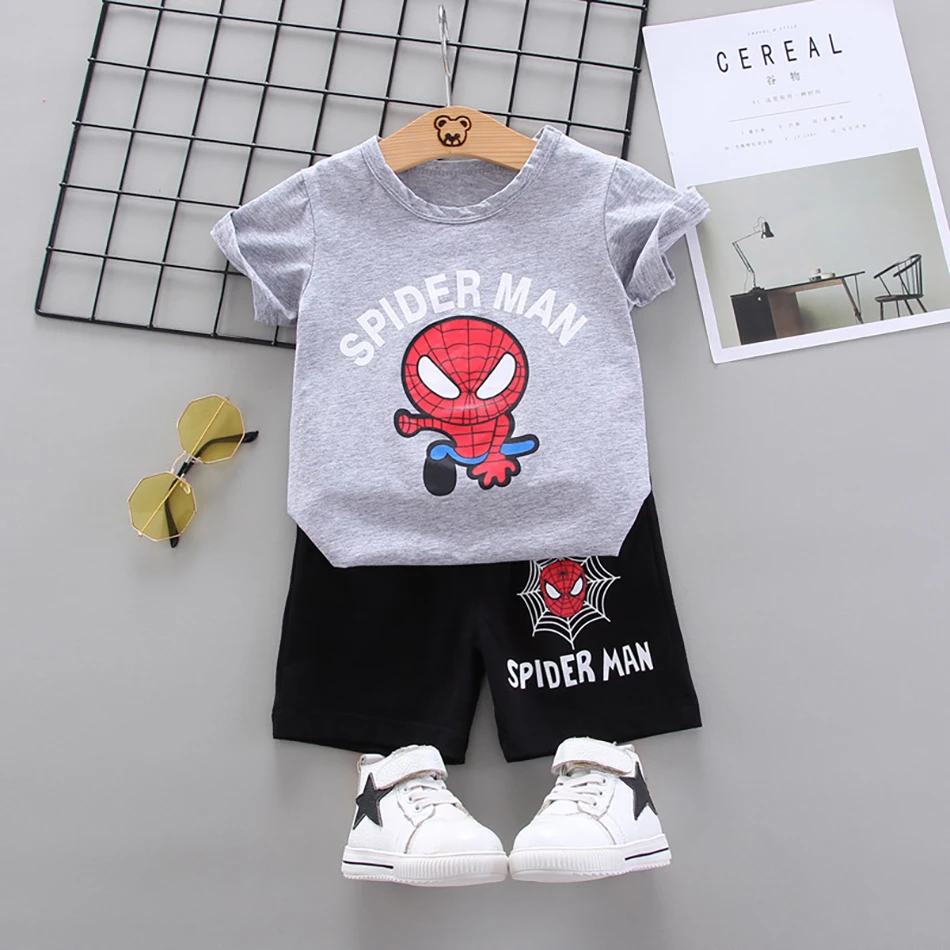 Комплект одежды для мальчиков Человек-паук летняя детская футболка с брюками