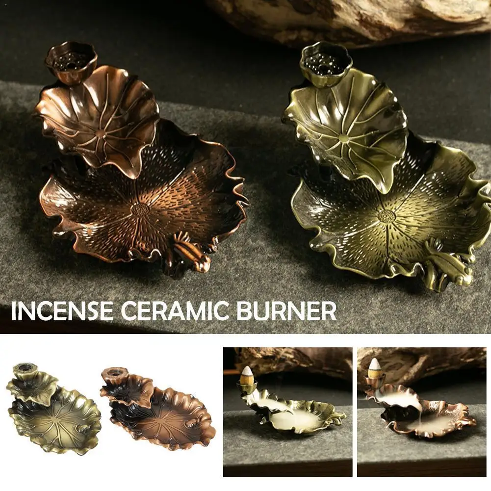 Smoke Reflux Incense Stick Incense Creative Backflow Incense Leaf Tower Burner Ceramic Aromatherapy Y4b9