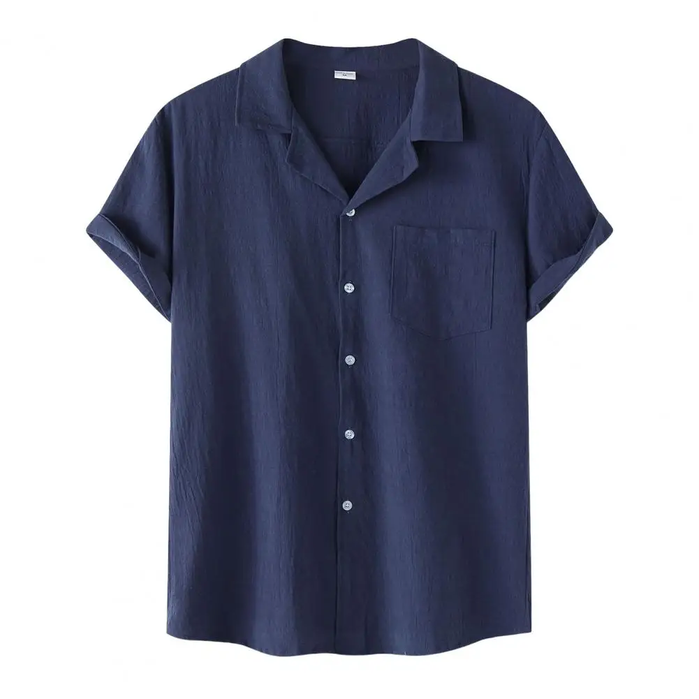 

2Pcs/Set Trendy Shirt Shorts Set Pockets Mid-rise Casual Outfit Male Casual Shirt Shorts Activewear