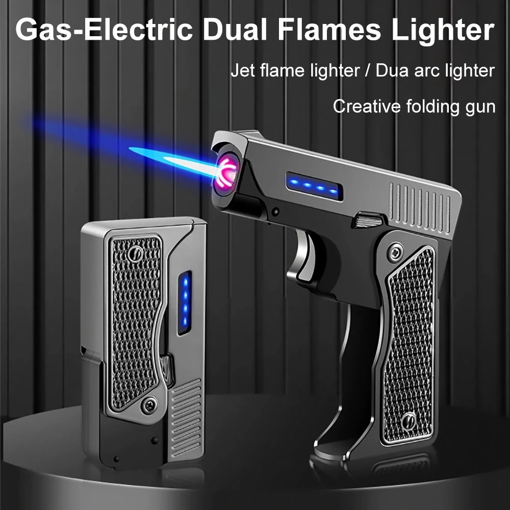 

Новинка Бутановая электрическая зажигалка с двойной дугой и газом USB перезаряжаемая Складная Зажигалка для сигар ветрозащитная Зажигалка ...