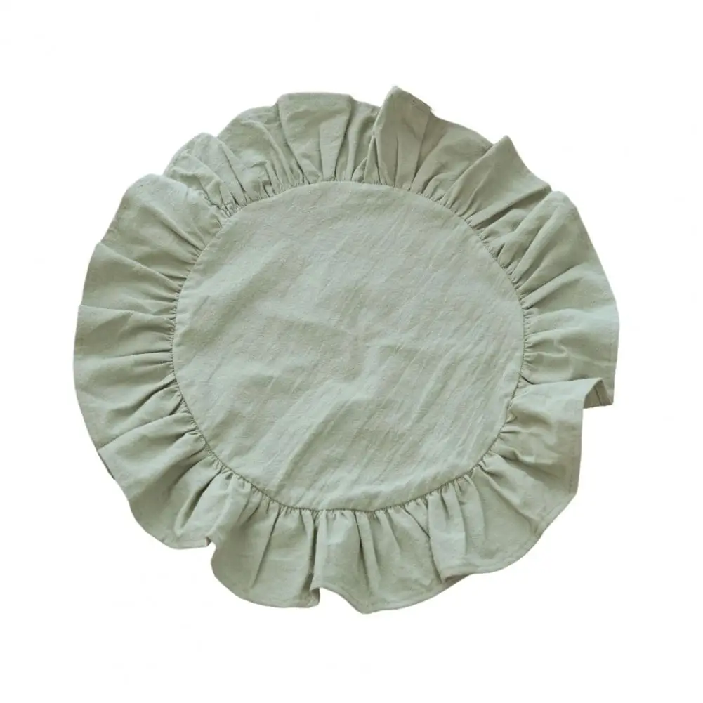 

Скатерть-салфетка в деревенском стиле, однотонная, круглая, с рюшами, для послеобеденного чая, хлопковая, для стола, декор для кухни и столовой, 90%