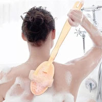 new 1pc long wooden handle bath body brush removable bristle exfoliating dry skin back scrubber shower cleaning massager