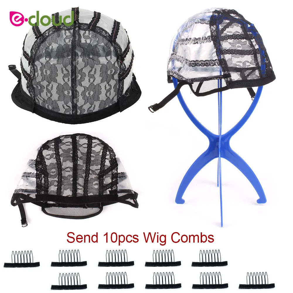 10pcs/bag Double Lace Adjustable Wig Caps Weave Breathable Durable Hot Black Coffee Beige Dome Cap For Wig Hair Net Easy To Use