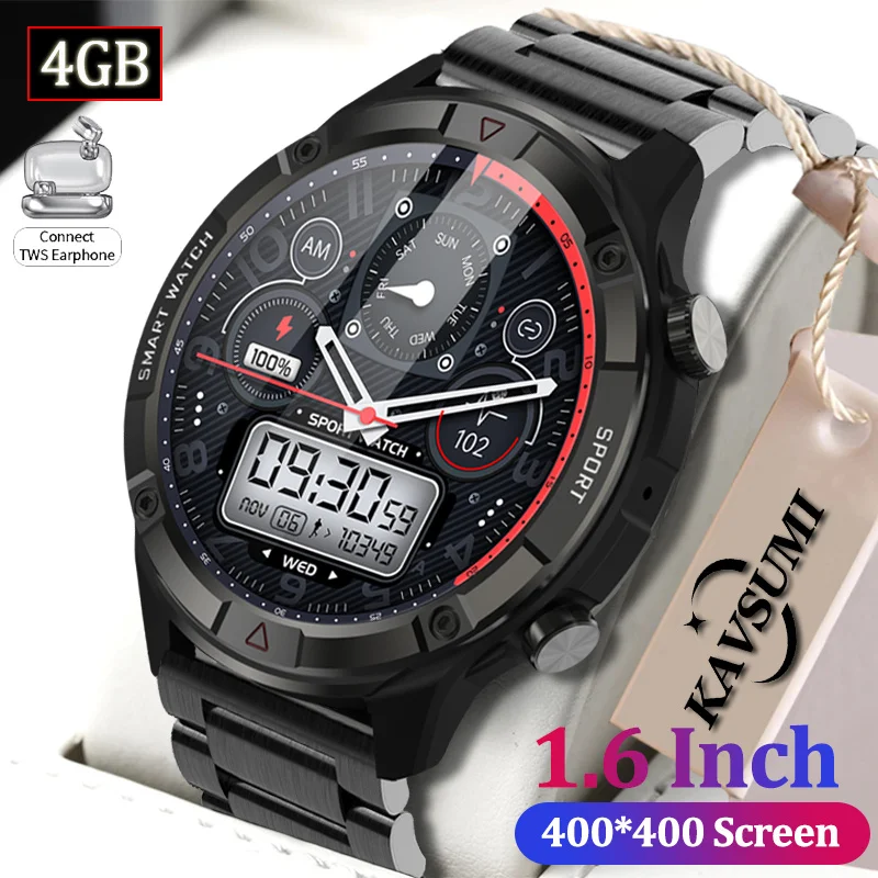 

2023 New Bluetooth Call Watch 1.6 Inch Full Touch Fitness Tracker Smart Watch 4GB Local Music Link TWS Smartwatch Men Clock