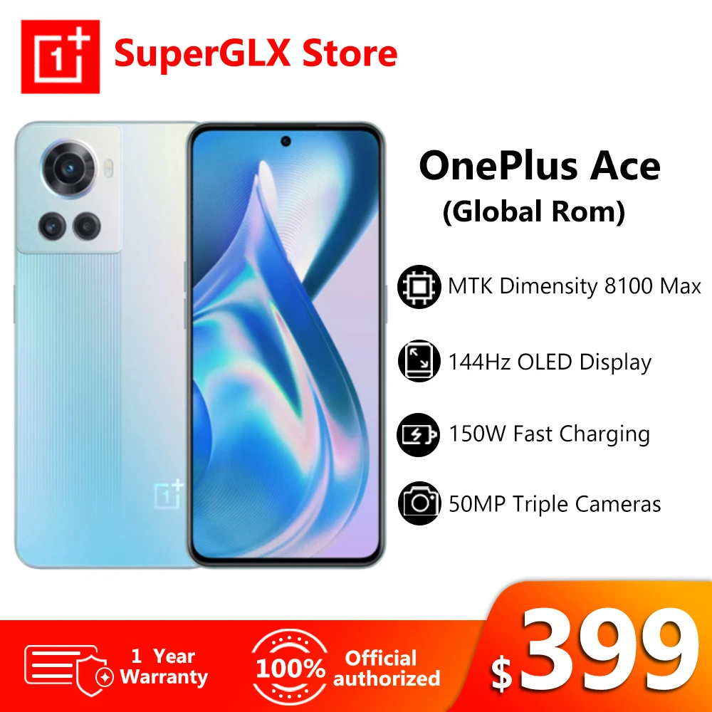 new oneplus ace 5g mtk dimensity 8100 max smartphone 150w fast charging 120hz amoled mobile phones 50mp triple camera android 12 free global shipping