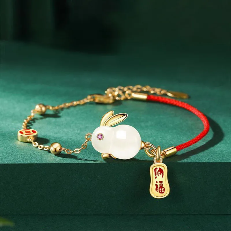 

Light Luxury Rabbit Bracelet Ins Fashion Red Rope Wrist Chain Bracelet 2023 Chinese Zodiac Rabbit Lucky Jewelry Birthday Gift